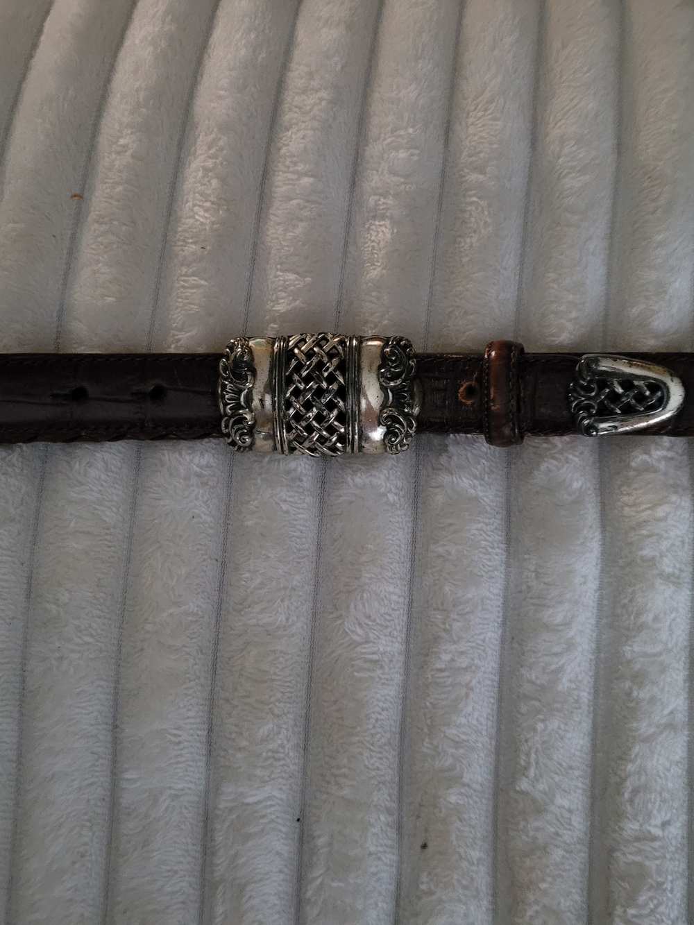Brown Leather Women's Belt with Silver Celtic Buckle